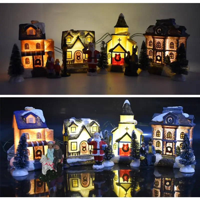 LED Christmas Village Houses Resin Christmas Ornaments Santa Claus Glowing Buildings New Year Gift For Kids Christmas Decoration
LED Christmas Village Houses Resin Christmas Ornaments Santa Claus Glowing Buildings New Year Gift For Kids Christmas Decoration
