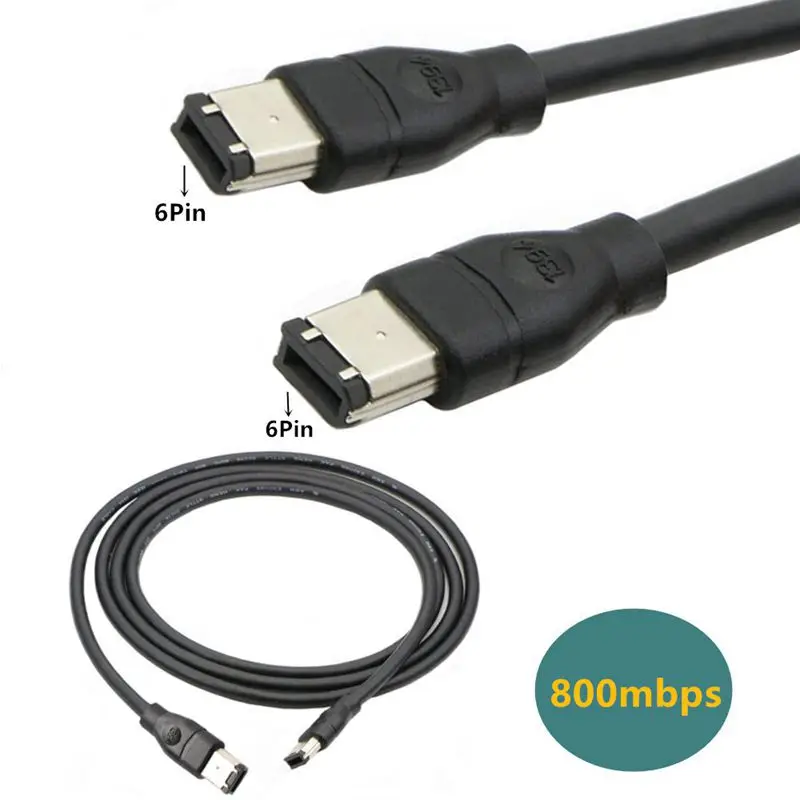 

IEEE1394A Data Cable IEEE 1394 6P To 6P 6P-6P 6 Pin To 6Pin Industrial Camera Cable Firewire 800 Mbps 0.6m 1m 1.8m 3m 5m