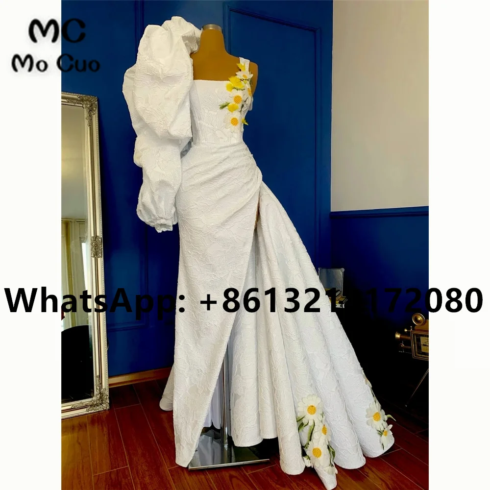 2021 Elegant White Prom Evening Dresses Long Sleeve One Shoulder Zipper Back Robe De Soiree Side Slit Prom Party Dress
2021 Elegant White Prom Evening Dresses Long Sleeve One Shoulder Zipper Back Robe De Soiree Side Slit Prom Party Dress