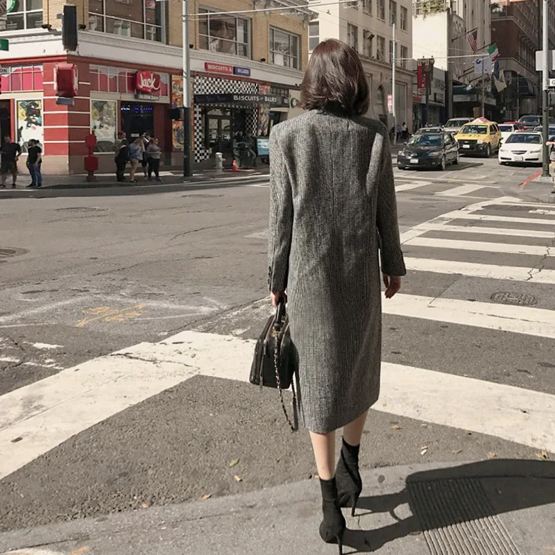 Women Coat Set Winter Long Sleeve Warm Houndstooth Woolen Blends Female Breasted Woolen Long Coat Short Skirt Oversize Plus Size
Women Coat Set Winter Long Sleeve Warm Houndstooth Woolen Blends Female Breasted Woolen Long Coat Short Skirt Oversize Plus Size