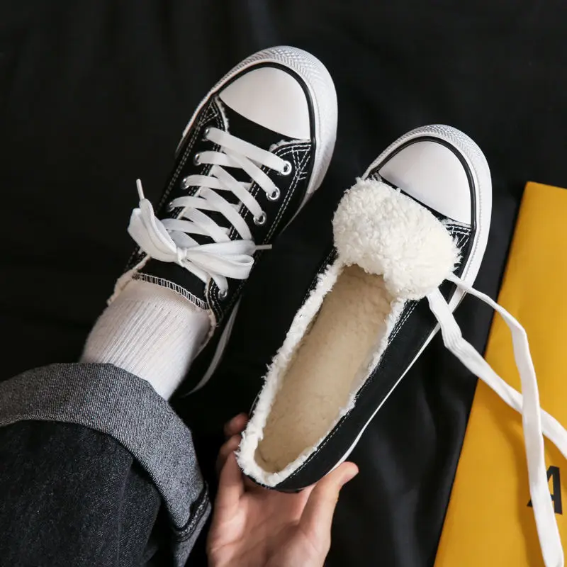 Shoes Woman Black Canvas Women's Low Top Flat Shoes Plus Velvet Big Size Luxury Fashion Cotton-padded Shoes Off White Shoes
Shoes Woman Black Canvas Women's Low Top Flat Shoes Plus Velvet Big Size Luxury Fashion Cotton-padded Shoes Off White Shoes
