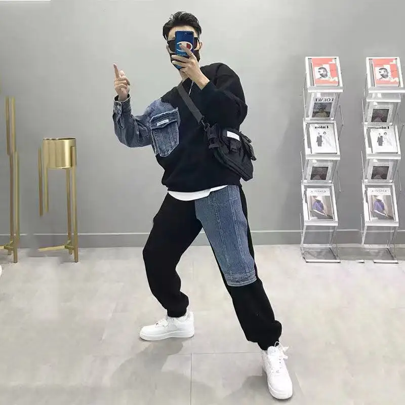 Men’s Leisure Suit 2021 Fall/Winter Fashion Brand Round Neck Sweater Men Two-Piece Jeans Patchwork Loose Jacket And Trousers
Men’s Leisure Suit 2021 Fall/Winter Fashion Brand Round Neck Sweater Men Two-Piece Jeans Patchwork Loose Jacket And Trousers