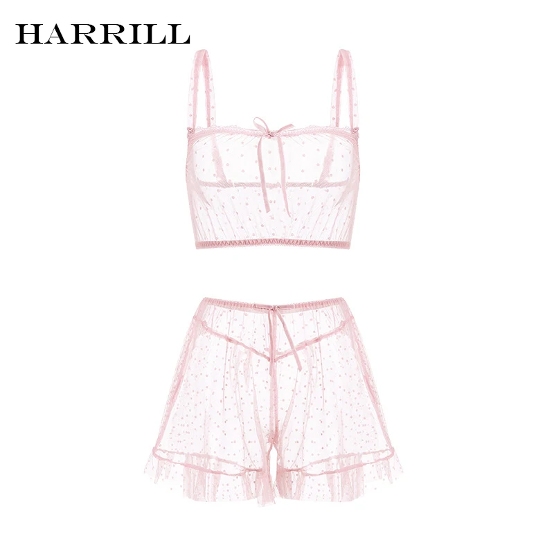 Lace-Up Perspective Sexy Nightwear Set Women See Through Dot Mesh Sleepwear Sets Female Temptation Lingerie Homewear Suit Summer
Lace-Up Perspective Sexy Nightwear Set Women See Through Dot Mesh Sleepwear Sets Female Temptation Lingerie Homewear Suit Summer