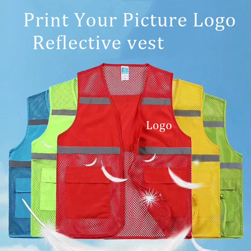 Custom Design Multi-pocket Mesh Vests Print Logo Men Woman Reflective Safety Vest Work Waistcoat Workwear Uniform
Custom Design Multi-pocket Mesh Vests Print Logo Men Woman Reflective Safety Vest Work Waistcoat Workwear Uniform