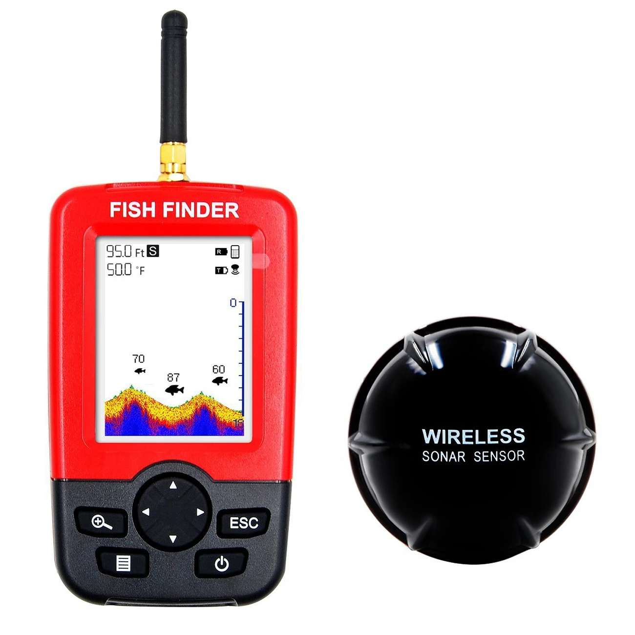 

Ручной рыболокатор с сигнализацией, портативный беспроводной эхолот 100 м, датчик с ЖК-дисплеем, эхолот для глубины, рыболовное снаряжение