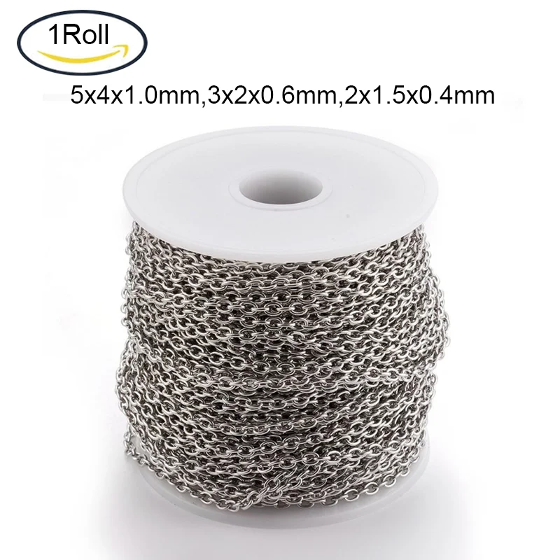 1 Roll 304 Stainless Steel Cable Chains, Unwelded, with Spool, Oval, Stainless Steel Color
1 Roll 304 Stainless Steel Cable Chains, Unwelded, with Spool, Oval, Stainless Steel Color