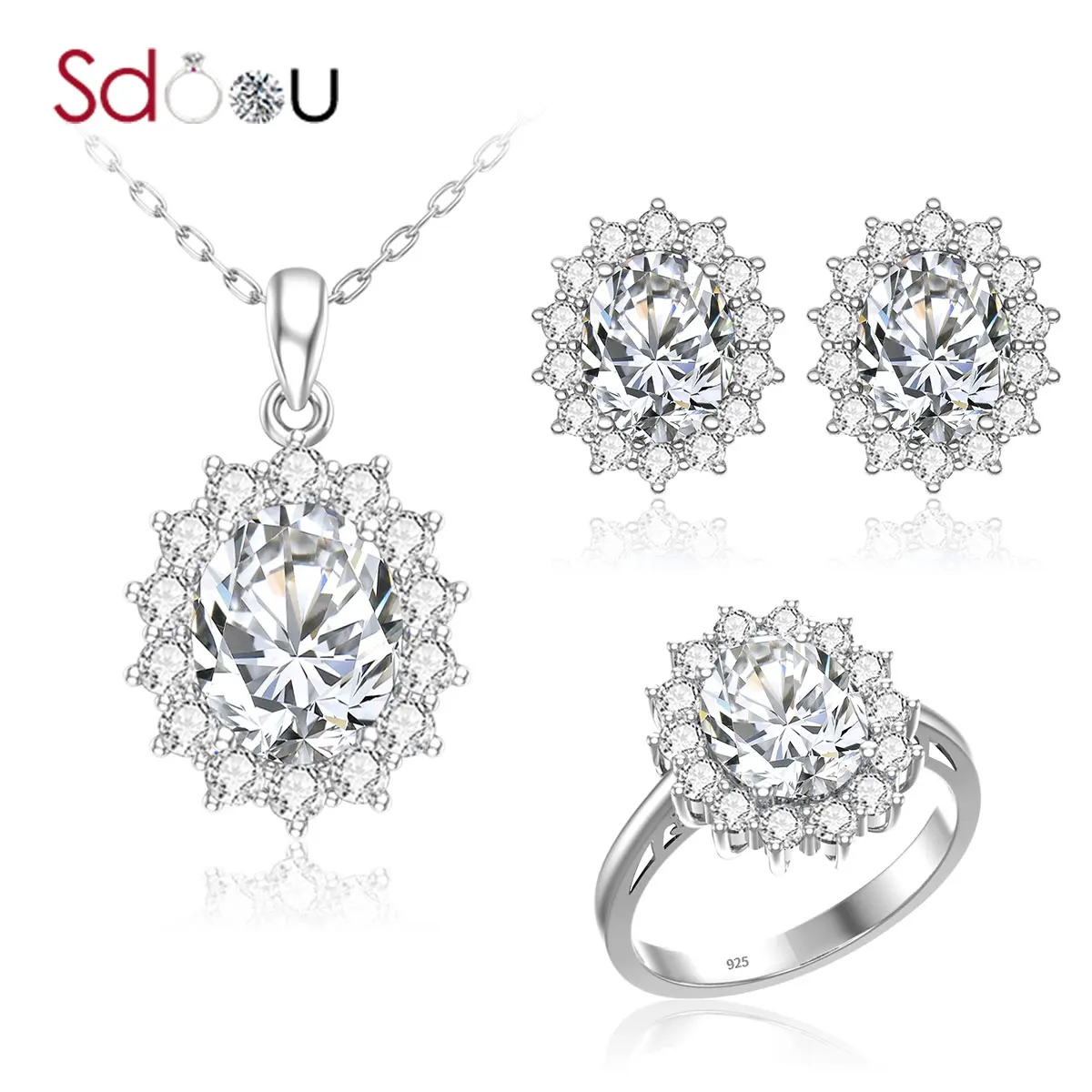 SDOOU Bridal Jewelry Sets Sterling Silver 925 Rings Stud Earrings Pendant Necklace Zircon Trendy Romantic Wedding Luxury Jewelry
SDOOU Bridal Jewelry Sets Sterling Silver 925 Rings Stud Earrings Pendant Necklace Zircon Trendy Romantic Wedding Luxury Jewelry