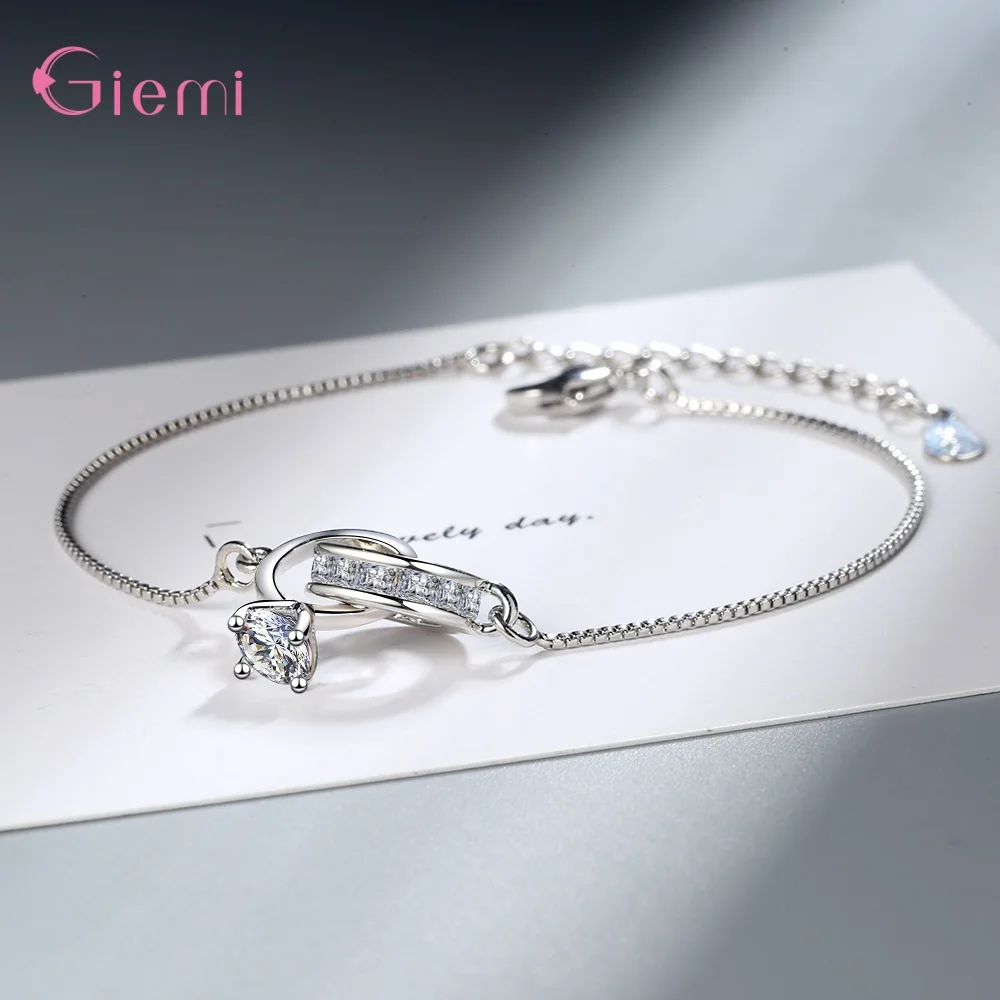 New Pure 925 Sterling Silver Clear Austrian Crystal Paved 2 Loops Charm Bracelet for Women Adjustable Bangle Fine Jewelry
New Pure 925 Sterling Silver Clear Austrian Crystal Paved 2 Loops Charm Bracelet for Women Adjustable Bangle Fine Jewelry