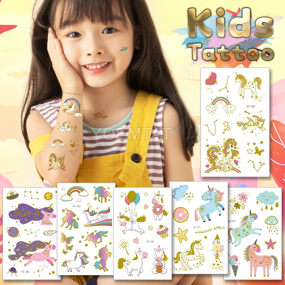 Golden Cartoon Rainbow Unicorn Pegasus Child Kids Tattoo Clouds Stars Butterfly Cute Girl Boy Waterproof Temporary Tatto Sticker
Golden Cartoon Rainbow Unicorn Pegasus Child Kids Tattoo Clouds Stars Butterfly Cute Girl Boy Waterproof Temporary Tatto Sticker