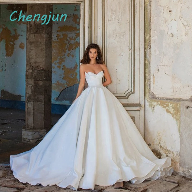 Chengjun Elegant Sweetheart Ball Gown White Ivory Satin Wedding Dresses Zipper Back Simple Bride Dress
Chengjun Elegant Sweetheart Ball Gown White Ivory Satin Wedding Dresses Zipper Back Simple Bride Dress