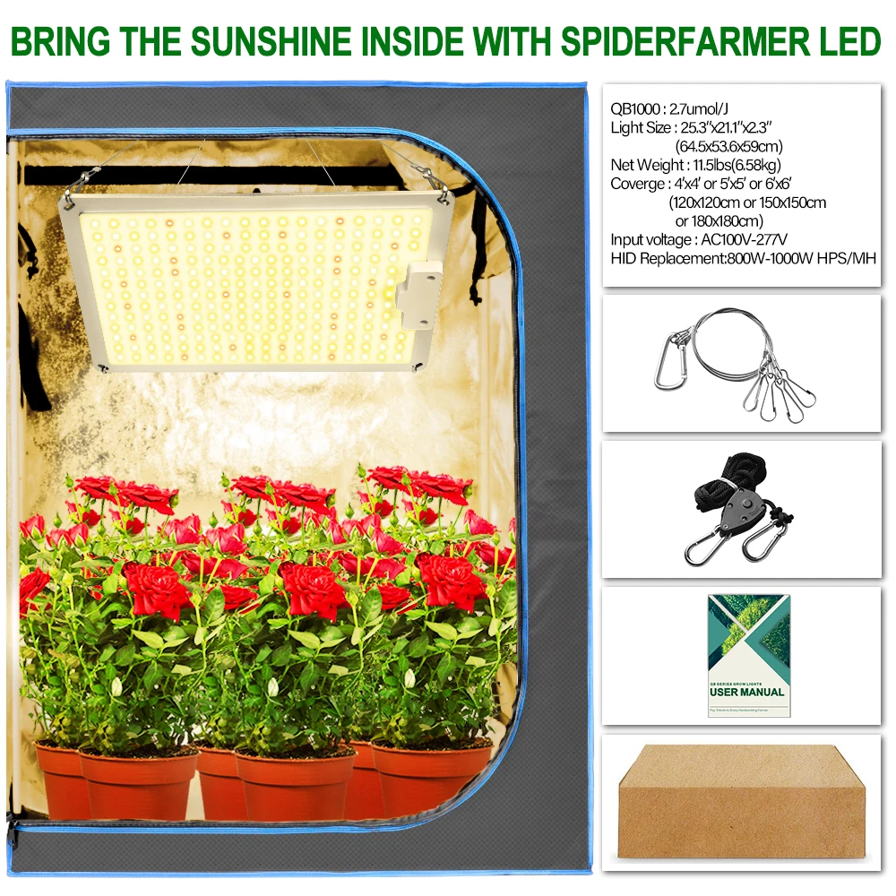 Hydroponic System 1000W Samsung LM281B/LM301B Dimmable Quantum LED Grow Light+Multiple Size Grow Tent Room Kit for Indoor Plants
Hydroponic System 1000W Samsung LM281B/LM301B Dimmable Quantum LED Grow Light+Multiple Size Grow Tent Room Kit for Indoor Plants