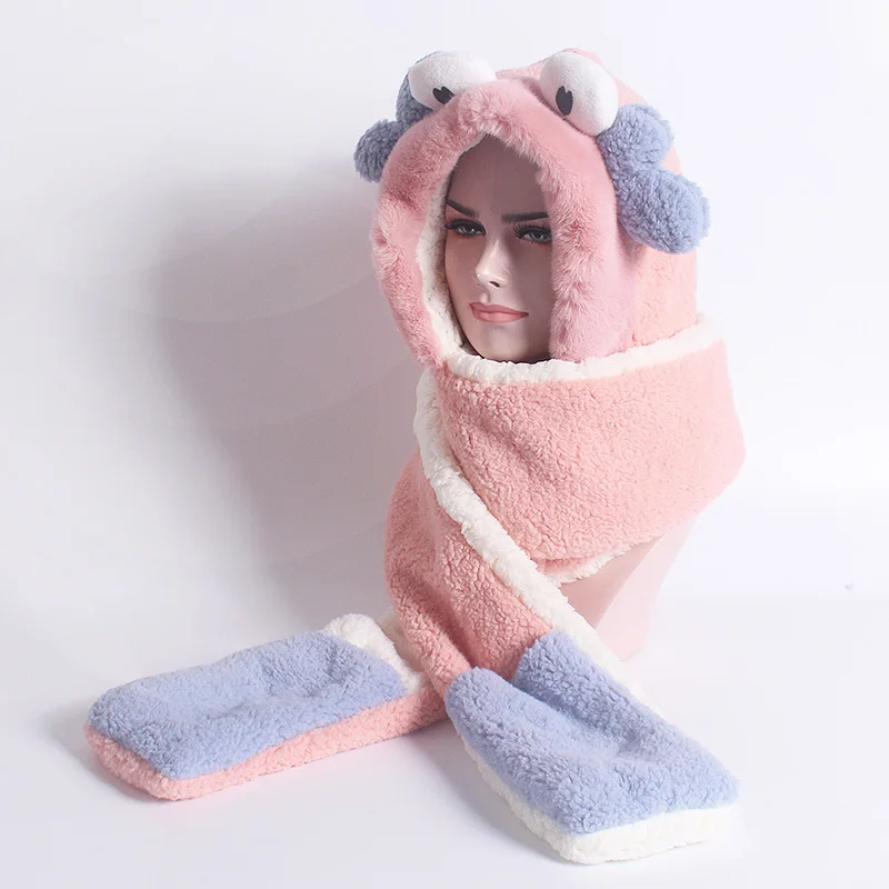 Plush hat female autumn and winter scarf gloves one in one version versatile lovely student warm three piece set
Plush hat female autumn and winter scarf gloves one in one version versatile lovely student warm three piece set