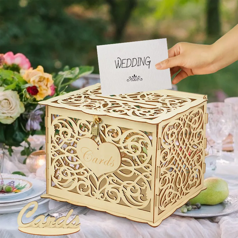 1Pc Hollow Out Wooden Card Money Box Wedding Greeting Card Box WIth Key Lock For Wedding Engaged Desktop Decor Supply Wood Craft
1Pc Hollow Out Wooden Card Money Box Wedding Greeting Card Box WIth Key Lock For Wedding Engaged Desktop Decor Supply Wood Craft