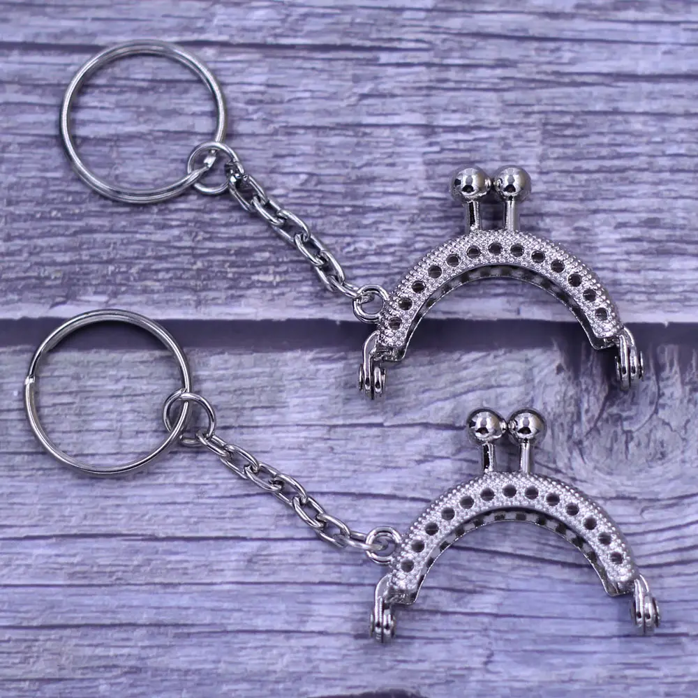 5Pcs Silver Tone Alloy Arc Frame Kiss Clasp With Key Ring For Handle Bag Purse Parts Accessories 4x3.5cm | Украшения и аксессуары