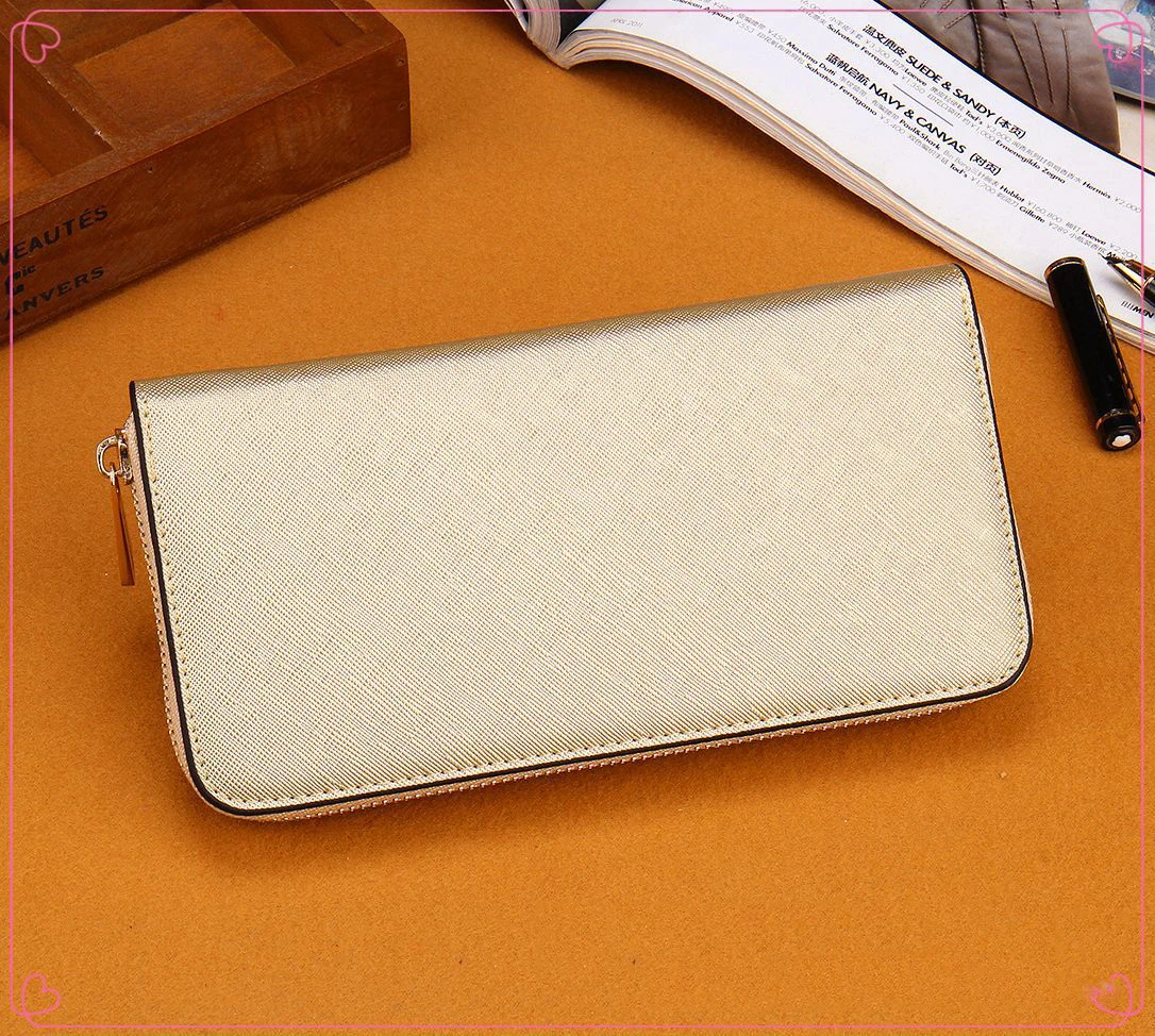 PU Leather Famous Brand Long Wallet Zipper Female Hand Bag Purse Female