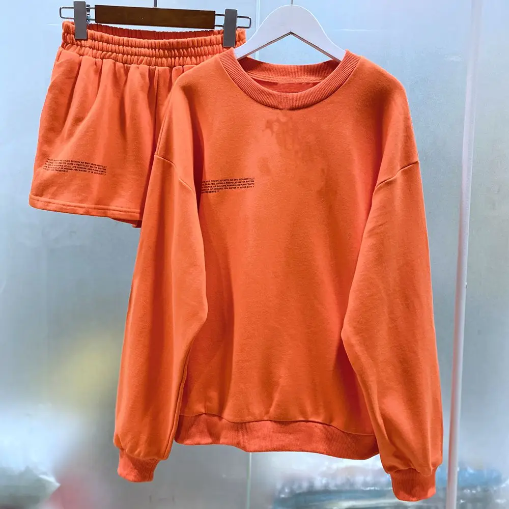 Round Neck Pullovers Sweatshirts and Short Two Pieces Sets Women Autumn Suits Clothing
Round Neck Pullovers Sweatshirts and Short Two Pieces Sets Women Autumn Suits Clothing