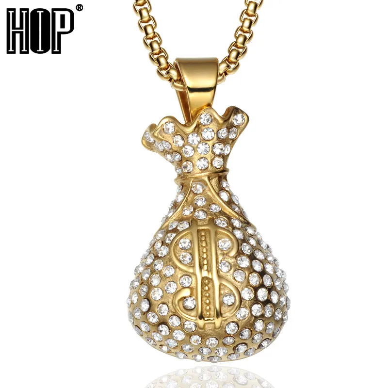 HIP Hop Gold Color Stainless Steel Bling Iced Out Rope Chain USD Purse Pendants & Necklaces for Men Jewelry
HIP Hop Gold Color Stainless Steel Bling Iced Out Rope Chain USD Purse Pendants & Necklaces for Men Jewelry