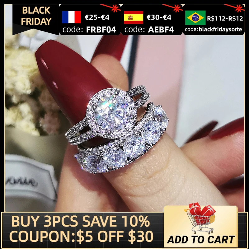 Original 925 Sterling Silver Wedding Rings Set Band Ring For Women Engagement Bridal Fashion Jewelry Finger Black Friday R6232
Original 925 Sterling Silver Wedding Rings Set Band Ring For Women Engagement Bridal Fashion Jewelry Finger Black Friday R6232