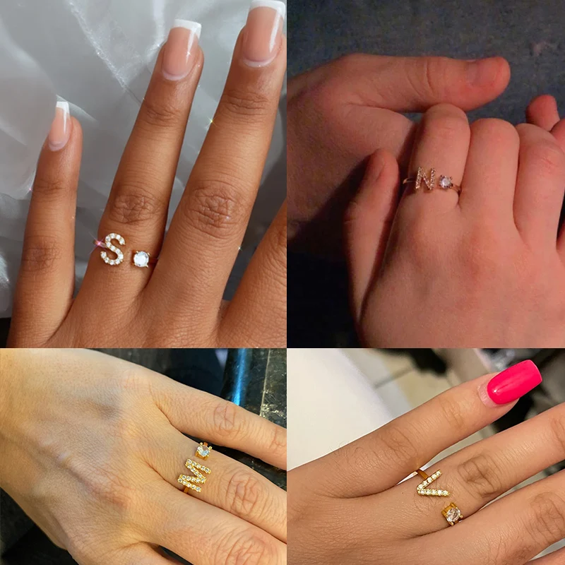 Initial A-Z 26 Letter Ring For Women Couple Engagement Wedding Jewelry Men's Charm Ring Christmas Gift Zircon Inlay Adjustable
Initial A-Z 26 Letter Ring For Women Couple Engagement Wedding Jewelry Men's Charm Ring Christmas Gift Zircon Inlay Adjustable
