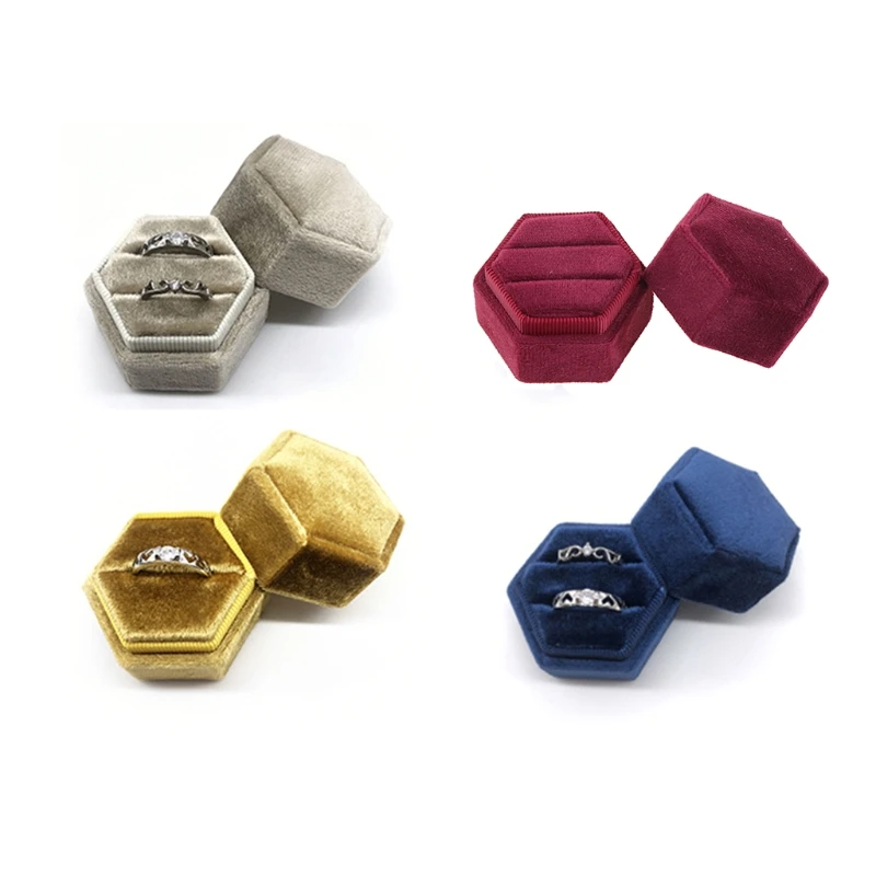 Hexagon Velvet Ring Box Double Ring Display Holder with Detachable Lid Ring Box Holder for Wedding Ceremony(Wine Red)
Hexagon Velvet Ring Box Double Ring Display Holder with Detachable Lid Ring Box Holder for Wedding Ceremony(Wine Red)