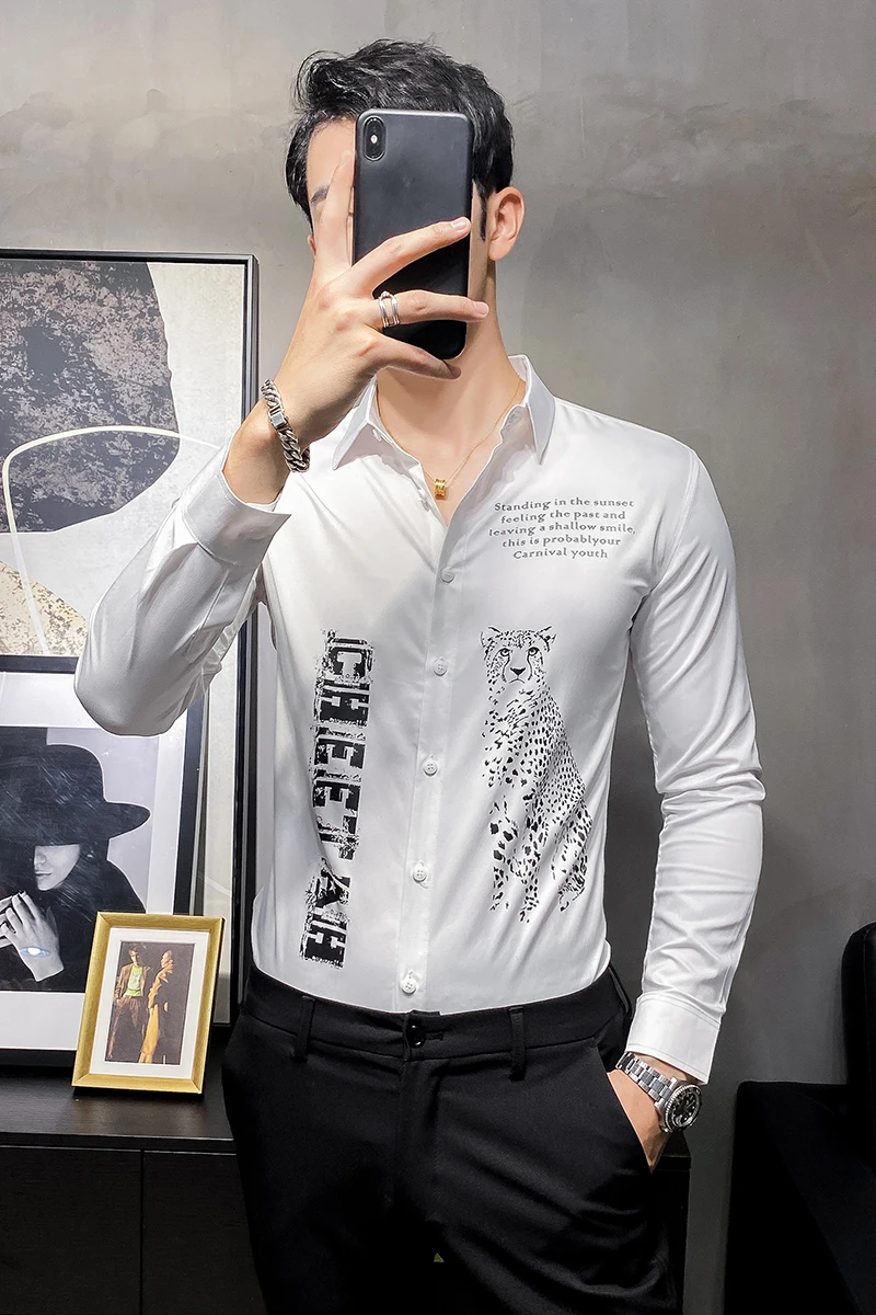 Fashion Leopard Print Shirts for Men Business Formal Dress Shirts Long Sleeve Slim Fit Casual Shirt Streetwear Camisa Masculina
Fashion Leopard Print Shirts for Men Business Formal Dress Shirts Long Sleeve Slim Fit Casual Shirt Streetwear Camisa Masculina