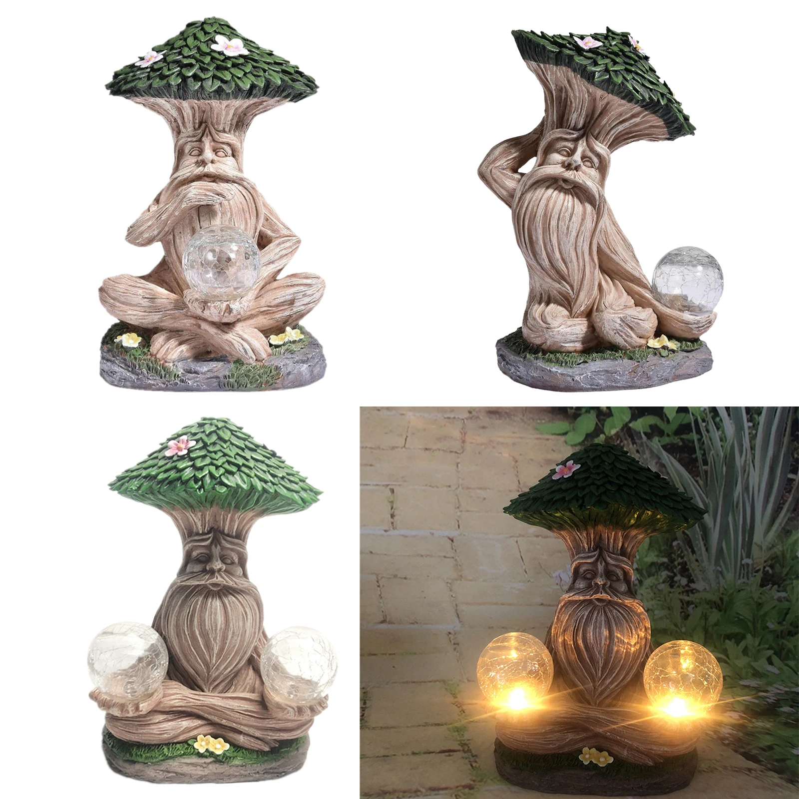 Resin Solar Statues Lawn Garden Sculpture Shelf Tabletop Abstract Art Decor