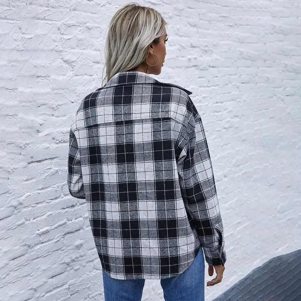 Shirts For Women Fashion New Loose Casual Black And White Plaid Checked Button Up Collared Blouse Tops Jacket 2020 Autumn Winter
Shirts For Women Fashion New Loose Casual Black And White Plaid Checked Button Up Collared Blouse Tops Jacket 2020 Autumn Winter