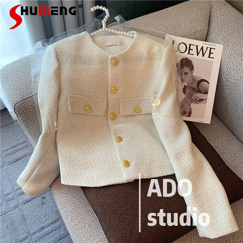 2021 New Fall Female French Style Round Neck Coat Women Fashion Simple Single-Breaste Elegant Long Sleeve Short Tweed Jacket
2021 New Fall Female French Style Round Neck Coat Women Fashion Simple Single-Breaste Elegant Long Sleeve Short Tweed Jacket
