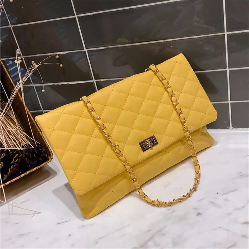 2020 Trend Luxury Brand Designer Quilted Purse Handbag Clutch Bags Yellow Envelope Big Tote Shoulder Crossbody Women's Bag
2020 Trend Luxury Brand Designer Quilted Purse Handbag Clutch Bags Yellow Envelope Big Tote Shoulder Crossbody Women's Bag