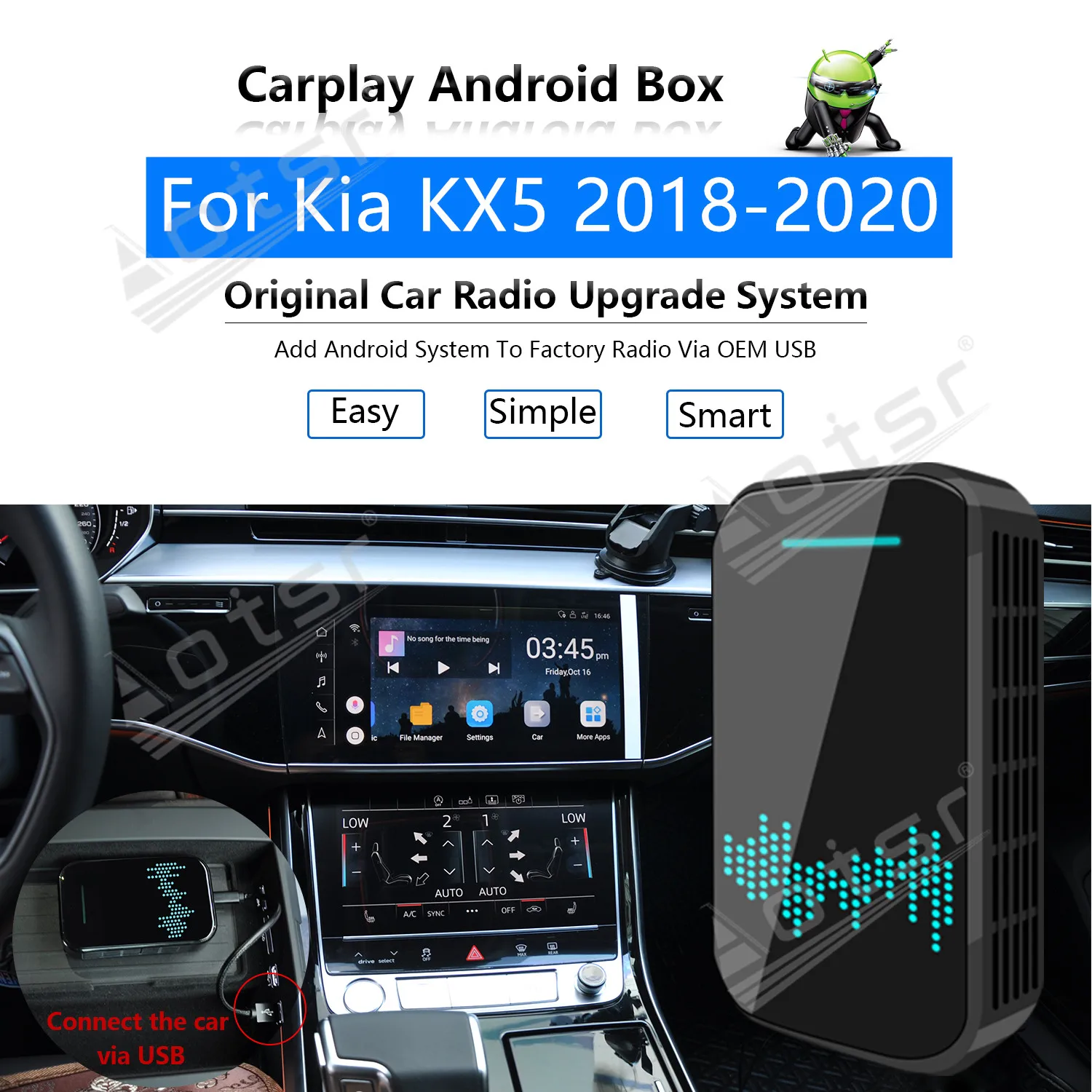 For Kia KX5 2018 2019 2020 Car Multimedia Player Android System Mirror Link Navigation Map Apple Carplay Wireless Dongle Ai Box
For Kia KX5 2018 2019 2020 Car Multimedia Player Android System Mirror Link Navigation Map Apple Carplay Wireless Dongle Ai Box