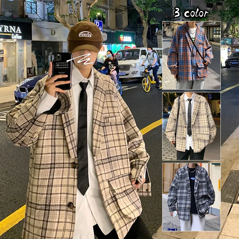 Korea Fashion KhakI Plaid For Men'S Casual Jacket Blazers 2022 Spring Autumn Clothes Suits
Korea Fashion KhakI Plaid For Men'S Casual Jacket Blazers 2022 Spring Autumn Clothes Suits