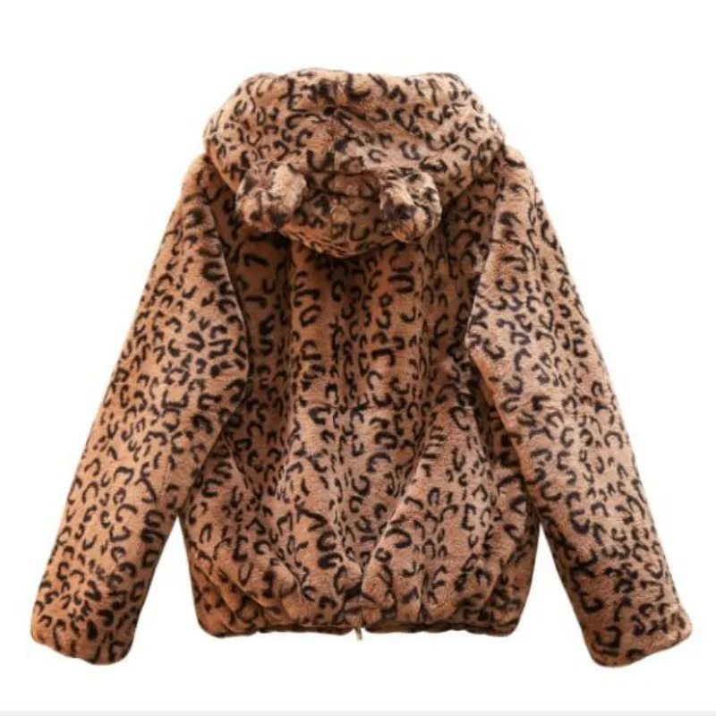 Leopard Print Faux Fur Bomber Coat Women Winter 2020 Hooded Bear Ears Loose Zipper Furry Cardigan Cute Plush Outwear Crop Tops
Leopard Print Faux Fur Bomber Coat Women Winter 2020 Hooded Bear Ears Loose Zipper Furry Cardigan Cute Plush Outwear Crop Tops