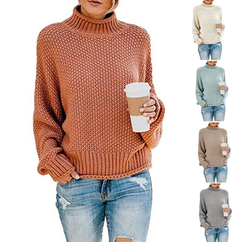 Women Batwing Long Sleeve Sweater Turtleneck Loose Chunky Knit Solid Jumper Tops Y1AC
Women Batwing Long Sleeve Sweater Turtleneck Loose Chunky Knit Solid Jumper Tops Y1AC
