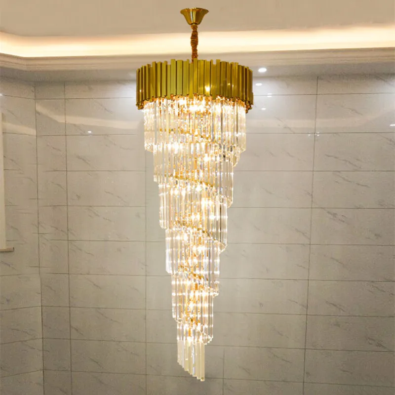 Modern crystal chandelier for staicase long villa chain lighting fixture large home decor gold stainless steel cristal lamp
Modern crystal chandelier for staicase long villa chain lighting fixture large home decor gold stainless steel cristal lamp