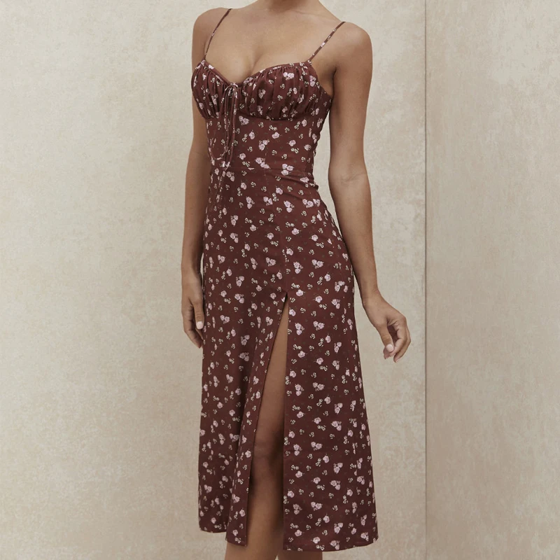 Vintage vestidos Women high waist spaghetti strap side split dress Summer strapless floral printed bodycon slip dress
Vintage vestidos Women high waist spaghetti strap side split dress Summer strapless floral printed bodycon slip dress
