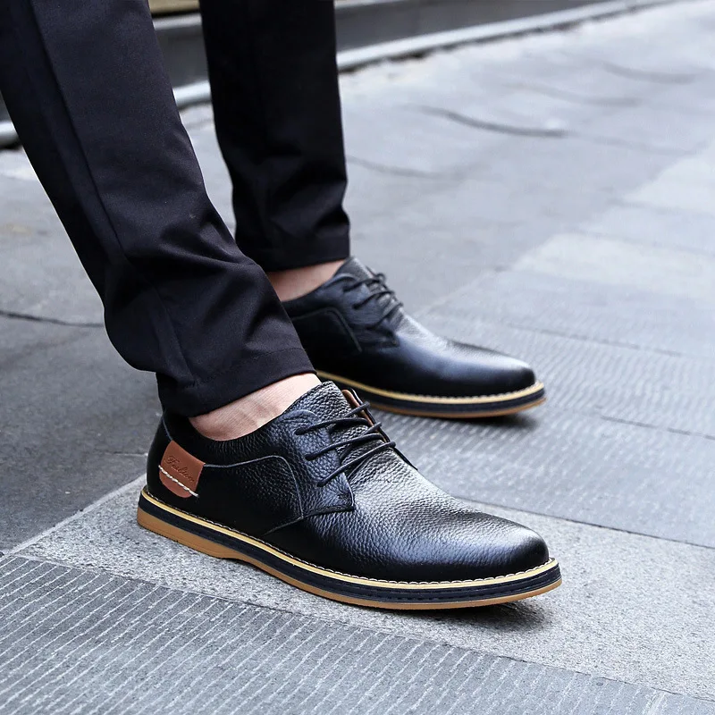 Классические мужские туфли оксфорды из натуральной кожи на шнуровке для офиса и