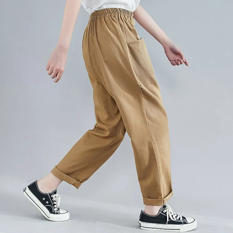 Women Cotton Linen Casual Pants New Arrival 2021 Spring Simple Style Solid Color All-match Female High Waist Harem Pants S3594
Women Cotton Linen Casual Pants New Arrival 2021 Spring Simple Style Solid Color All-match Female High Waist Harem Pants S3594
