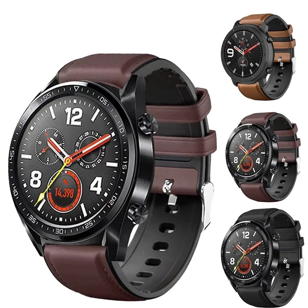

Quick Release Watchband For Samsung Galaxy Watch 46mm SM-R800 Band Silicon+Leather Strap For Samsung 42 SM-R810 Wristband