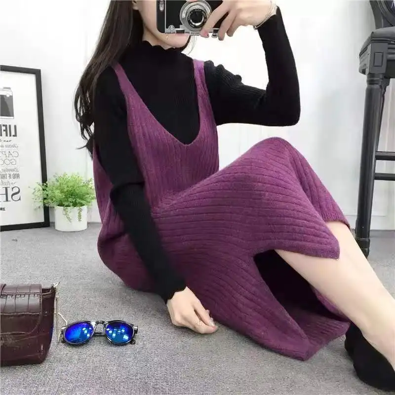2021 Women Autumn Winter Slim Sweater Vest Ladies Solid Split Mid-long Knit Dress Female Causal Sleeveless V-neck Vest Dress G35
2021 Women Autumn Winter Slim Sweater Vest Ladies Solid Split Mid-long Knit Dress Female Causal Sleeveless V-neck Vest Dress G35