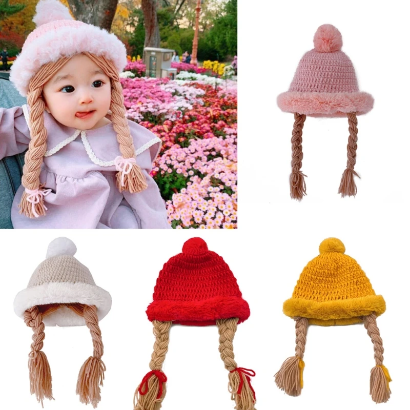 Children Knitted Hat Baby Girls Cute Wig Big Braid Hat Kids Winter Soft Warm Princess Cap Birthday Gift 
Children Knitted Hat Baby Girls Cute Wig Big Braid Hat Kids Winter Soft Warm Princess Cap Birthday Gift