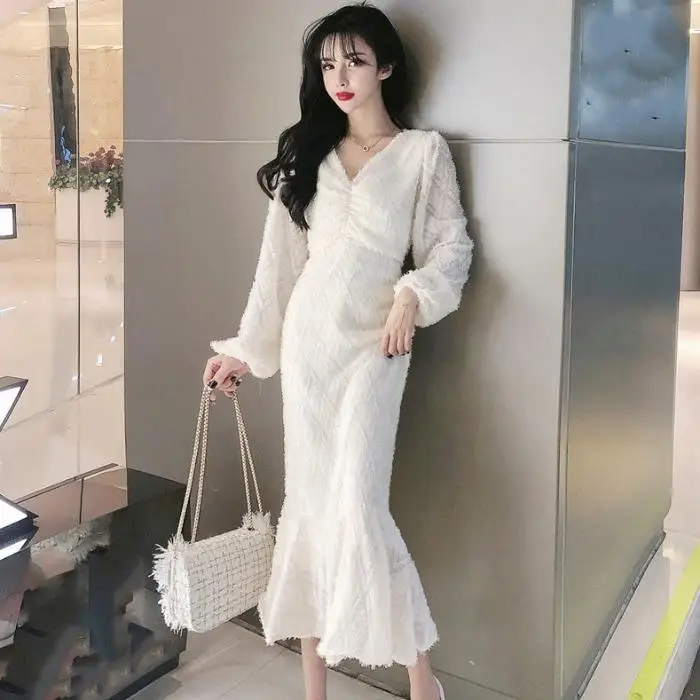 Autumn Winter Fishtail Dress Women's Clothing V-neck Skirt Dresses for Women Vestido De Mujer
Autumn Winter Fishtail Dress Women's Clothing V-neck Skirt Dresses for Women Vestido De Mujer