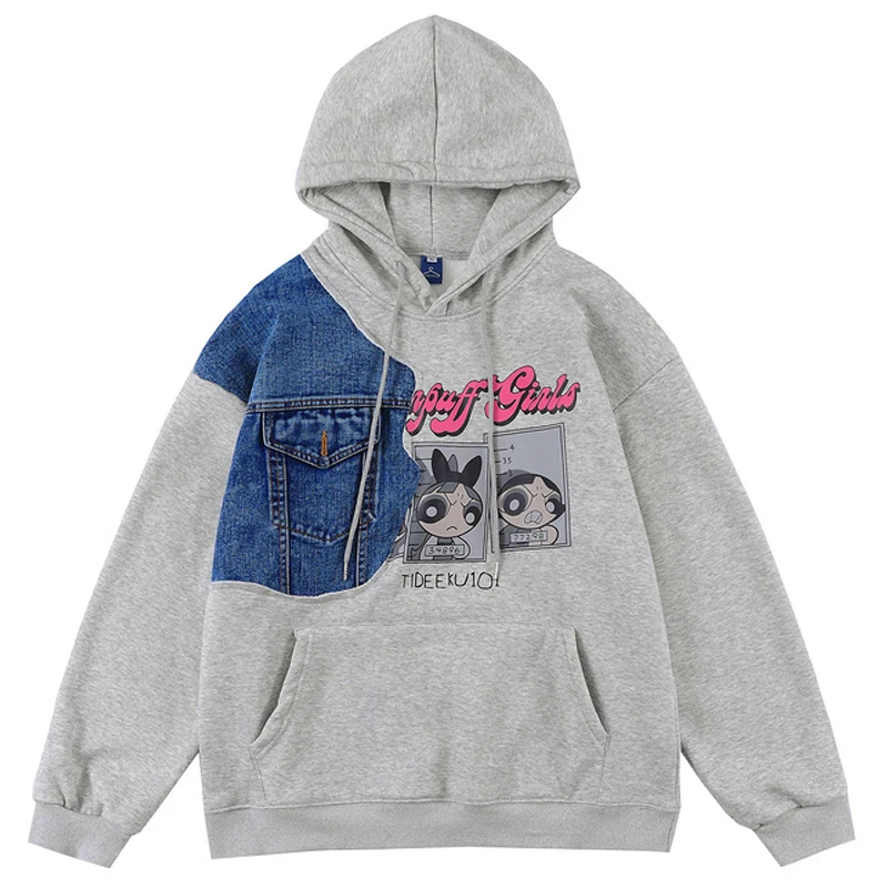 Men Denim Patchwork Fleece Hooded Harajuku Sweatshirt 2021 Winter Oversize Retro Pullover Women Cotton Couple Hoodies Tops
Men Denim Patchwork Fleece Hooded Harajuku Sweatshirt 2021 Winter Oversize Retro Pullover Women Cotton Couple Hoodies Tops