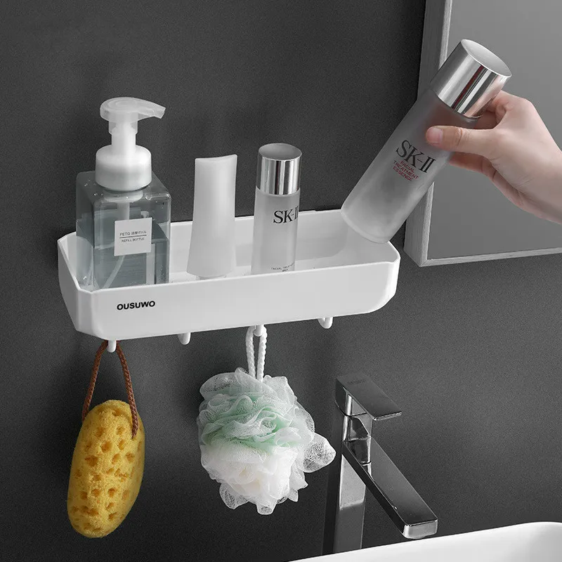 Bathroom Wall-Mounted Storage Rack Hole-Free Cosmetic Shower Shelf Toilet Shampoo Holder with Hooks Suction Towel Organiser
Bathroom Wall-Mounted Storage Rack Hole-Free Cosmetic Shower Shelf Toilet Shampoo Holder with Hooks Suction Towel Organiser
