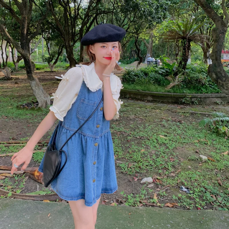 Denim Sling Dress Female Summer New Style Skirt Korean Version of High Waist Thin A-line Skirt Short Skirt
Denim Sling Dress Female Summer New Style Skirt Korean Version of High Waist Thin A-line Skirt Short Skirt