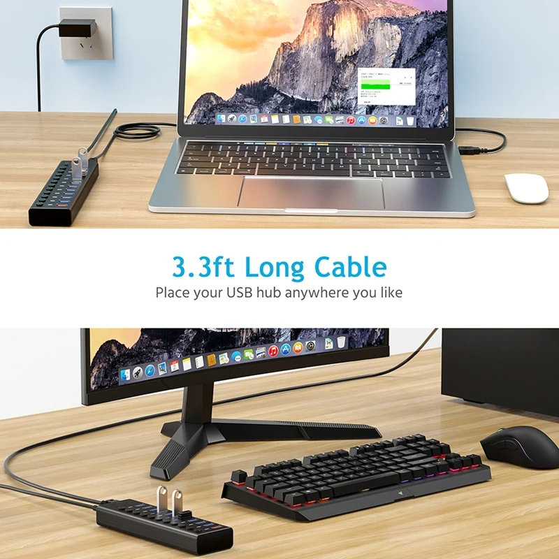 USB Hub 3.0 Powered,11 Ports Aluminum USB Expander,10 USB Data Port + 1 Fast Charging Port,Individual Switch(US Plug)
USB Hub 3.0 Powered,11 Ports Aluminum USB Expander,10 USB Data Port + 1 Fast Charging Port,Individual Switch(US Plug)