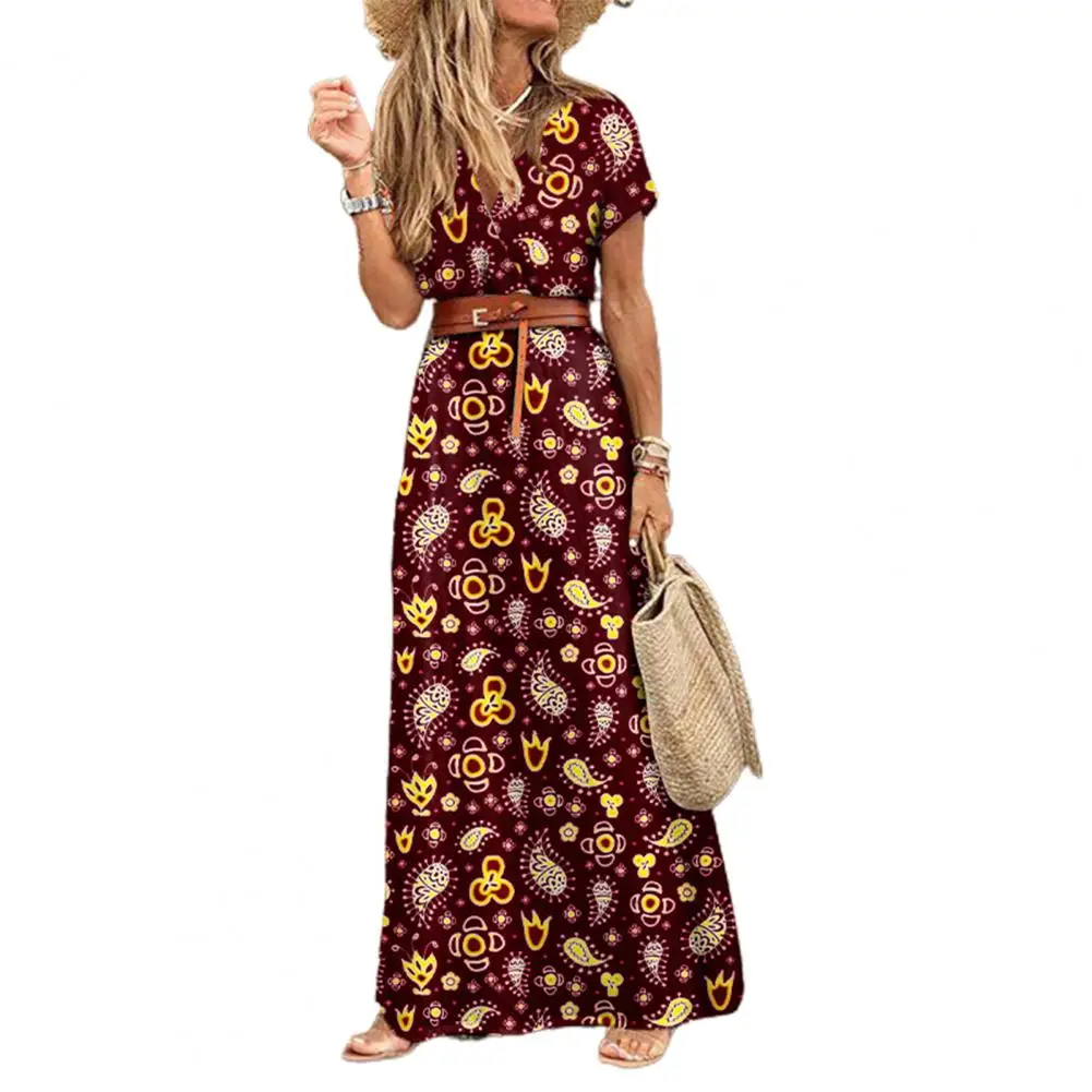 Fashion Long Dress Women V Neck Dress Paisley Print Short Sleeve Belt Long Dress vestidos elegantes para mujer
Fashion Long Dress Women V Neck Dress Paisley Print Short Sleeve Belt Long Dress vestidos elegantes para mujer
