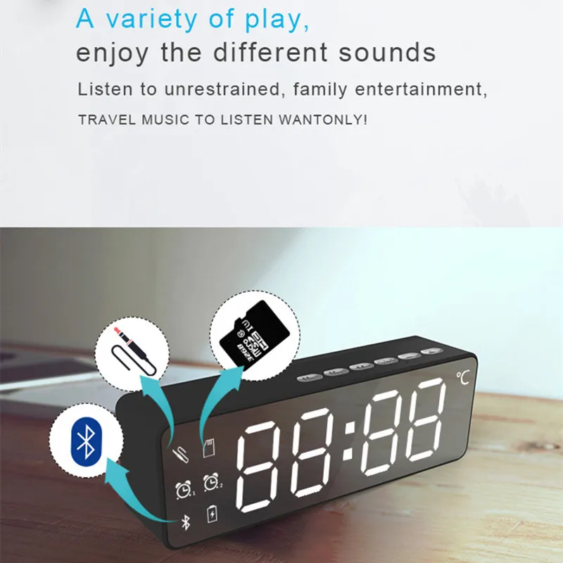 Mirror Portable Wireless Bluetooth Speaker, Home LED Display Time Alarm Clock Card Audio, Support For Radio, AUX Audio Input
Mirror Portable Wireless Bluetooth Speaker, Home LED Display Time Alarm Clock Card Audio, Support For Radio, AUX Audio Input