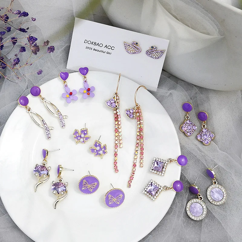 New Sweet Purple Flower Petal Drop Earrings Trendy Fresh Earring Elegant Earrings For Women Wedding Party Jewelry Wholesale 2020
New Sweet Purple Flower Petal Drop Earrings Trendy Fresh Earring Elegant Earrings For Women Wedding Party Jewelry Wholesale 2020