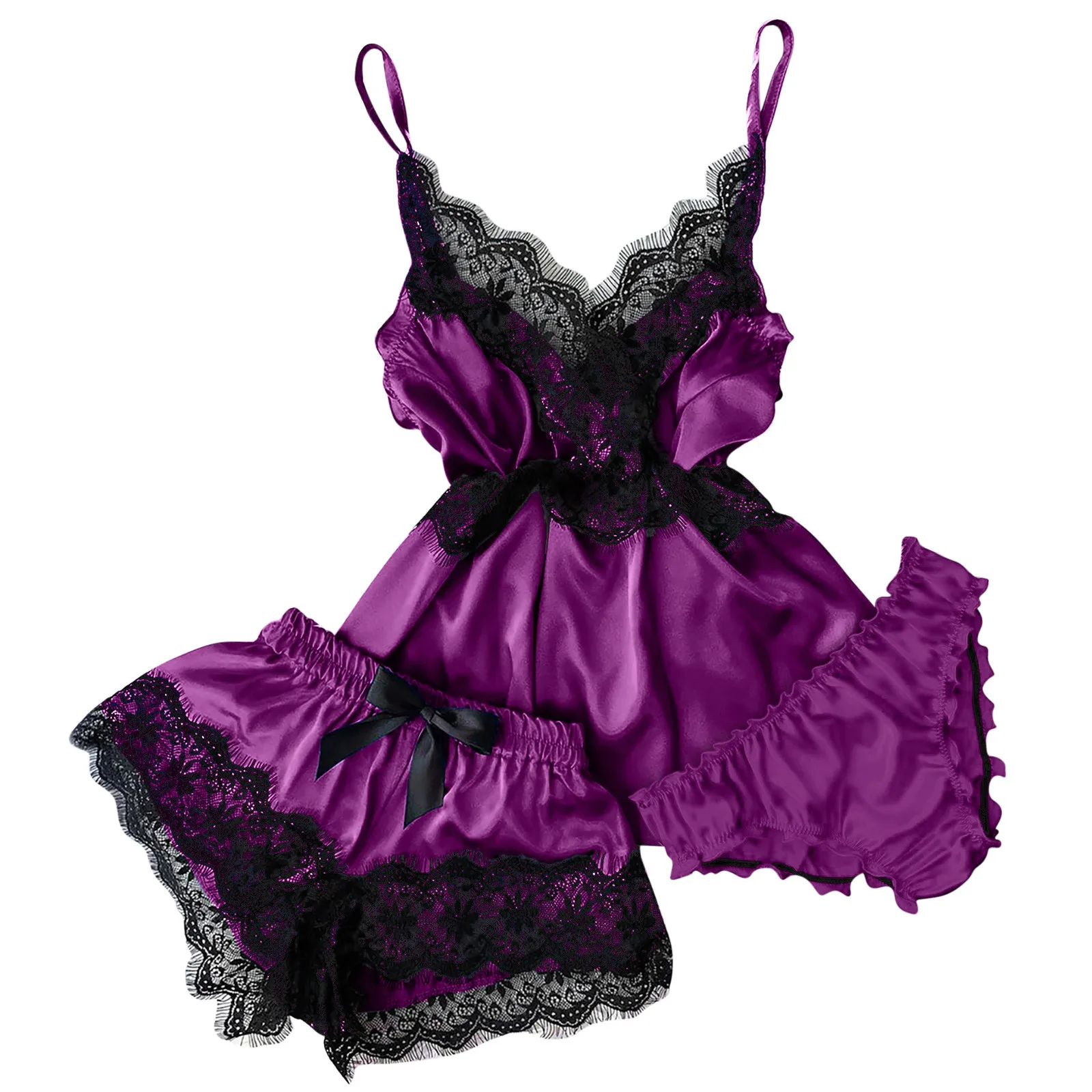 3pc Women Sexy Lingerie Sleepwear Lace Satin Sleepwear Lingerie Camisole Bow Trousers Pajamas Sleep Wear Dormir Tops
3pc Women Sexy Lingerie Sleepwear Lace Satin Sleepwear Lingerie Camisole Bow Trousers Pajamas Sleep Wear Dormir Tops