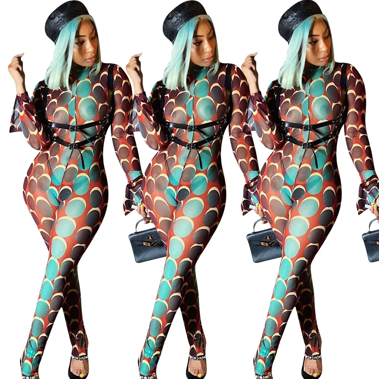 Fall and Winter Net Gauze Print Flounces Tight Jumpsuit Temperament Slim Street Fashion Serpentine Skinny Bodysuit Women
Fall and Winter Net Gauze Print Flounces Tight Jumpsuit Temperament Slim Street Fashion Serpentine Skinny Bodysuit Women